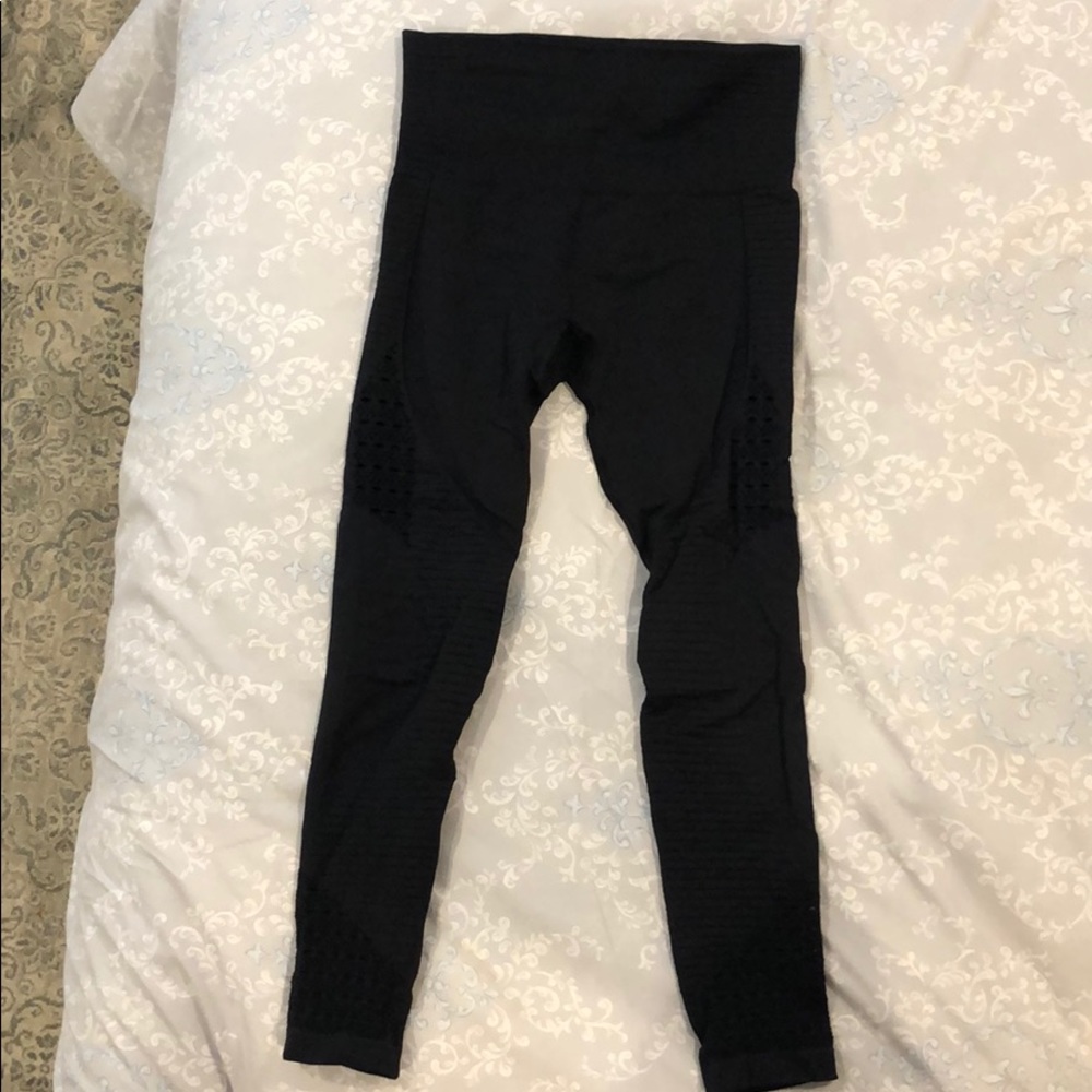 Black nylon workout leggings
